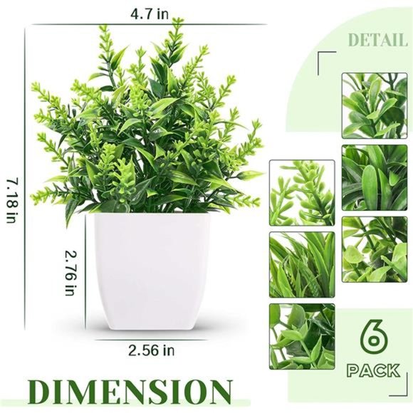 6 Packs Small Fake Plants Artificial Plants Indoor for Home Farmhouse Bedroom - Picture 6 of 6